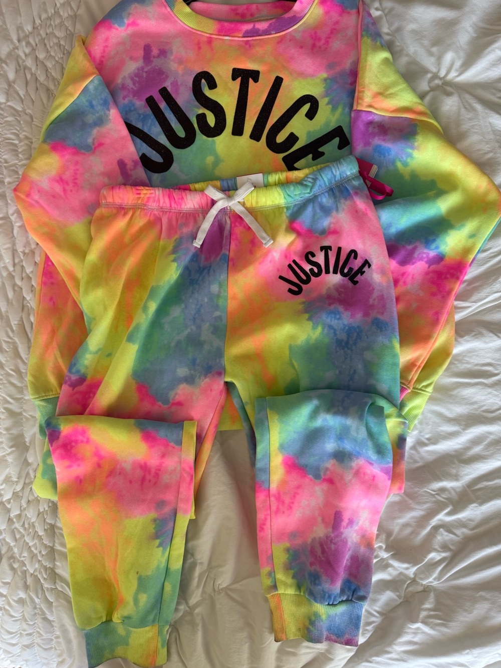 Justice Neon Tie-Dye Joggers  (16-18) and Sweatshirt (16-18 Plus)